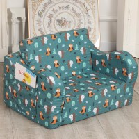 Momcaywex Happy Owl Kids Sofa 2In1 Kids Couch Fold Out Convertible Sofa To Bed For Girls And Boys