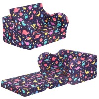 Momcaywex Dinosaur Kids Sofa 2In1 Kids Couch Fold Out Convertible Sofa To Bed For Girls And Boys