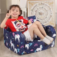 Momcaywex Rainbow Unicorn Kids Sofa 2In1 Kids Couch Fold Out Convertible Sofa To Bed For Girls And Boys