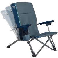 Timber Ridge Folding Low Profile Camping Chair - High Back With 3 Position Adjustable Heavy Duty Beach Chair With 300 Lbs Capacity - Carry Bag Cup Holder-Blue