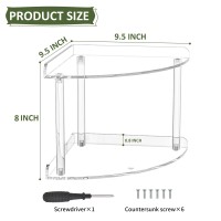 Sezanrpt 2 Tier Acrylic Corner Shelf Organizer Storage 95X95X8 Inch Transparent Countertop Corner Shelf For Bathroom Kitchen