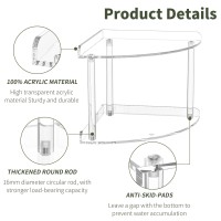 Sezanrpt 2 Tier Acrylic Corner Shelf Organizer Storage 95X95X8 Inch Transparent Countertop Corner Shelf For Bathroom Kitchen