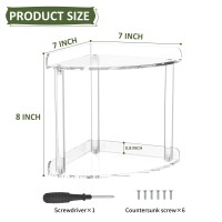 Sezanrpt 2 Tier Countertop Corner Organizer Shelf 7X7X8 Inch Acrylic Bathroom Organizer Corner Shelf For Countertop Clear Vani