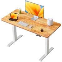 Famisky 44 X 24 Standing Desk Adjustable Height, Electric Stand Up Desk, Rising Desk With Splice Board, Light Rusticbrown