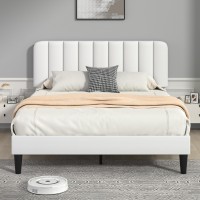 Vecelo Queen Size Upholstered Bed Frame With Adjustable Headboard Velvet Platform Bedframe Mattress Foundation Strong Wood Sla