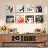 Upsimples 8 Pack Vinyl Record Wall Mount Shelves 12 Vinyl Holder For Album Record Storage Display Clear Acrylic Floating S