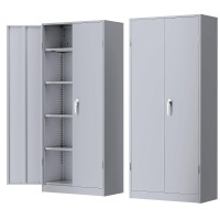 Greenvelly Metal Storage Cabinet 72 Tall Locking Steel Storage Cabinet With 2 Doors And 4 Adjustable Shelves Metal File Cab