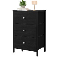 Boluo Black Night Stand With 3 Drawer Dresser For Bedroom Tall Nightstand Small Chest Of Drawers For Closet Dorm Modern