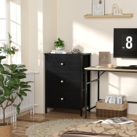 Boluo Black Night Stand With 3 Drawer Dresser For Bedroom Tall Nightstand Small Chest Of Drawers For Closet Dorm Modern