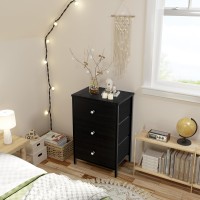 Boluo Black Night Stand With 3 Drawer Dresser For Bedroom Tall Nightstand Small Chest Of Drawers For Closet Dorm Modern