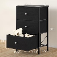 Boluo Black Night Stand With 3 Drawer Dresser For Bedroom Tall Nightstand Small Chest Of Drawers For Closet Dorm Modern