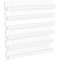 Upsimples 6 Pack Clear Acrylic Shelves 12 Nursery Book Shelves For Wall Floating Bookshelf For Kids Baby Vinyl Display Rec