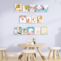 Upsimples 6 Pack Clear Acrylic Shelves 12 Nursery Book Shelves For Wall Floating Bookshelf For Kids Baby Vinyl Display Rec