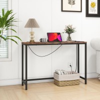 Homerecommend Console Table With Power Outlets And Usb Ports,Sofa Tables With Charging Station,For Hallway, Entryway,Behind Couch Table,Rustic Brown