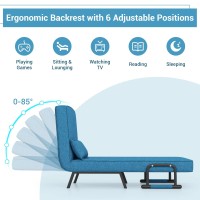 Powerstone Convertible Sleeper Chair Bed, 4 In 1 Living Room Reading Chair With Pillow, Arm And Adjustable 5 Position Backrest Single Sofa Bed, Blue