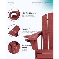 Serwall Adjustable Folding Adirondack Chair Reclining Adirondack Chair With Cup Holder Red