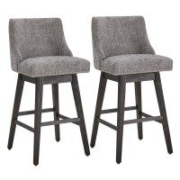 Chita Swivel Bar Stools Set Of 2 Fsc Certified 30 H Seat Height Upholstered Barstools Fabric In Pebble Grey