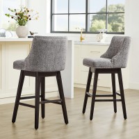 Chita Swivel Bar Stools Set Of 2 Fsc Certified 30 H Seat Height Upholstered Barstools Fabric In Pebble Grey