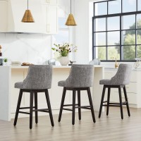 Chita Swivel Bar Stools Set Of 2 Fsc Certified 30 H Seat Height Upholstered Barstools Fabric In Pebble Grey