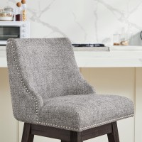 Chita Swivel Bar Stools Set Of 2 Fsc Certified 30 H Seat Height Upholstered Barstools Fabric In Pebble Grey