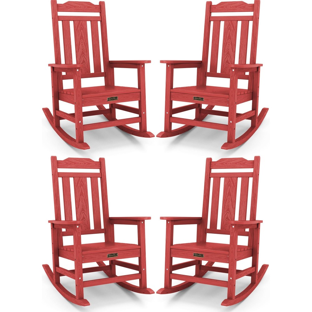 Serwall Outdoor Rocking Chair Red Set Of 4