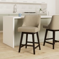 Chita Counter Height Swivel Barstool Fsc Certified 26 H Seat Height Upholstered Bar Stool Performance Fabric In Tan