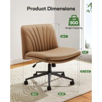 Marsail Armlessoffice Desk Chair With Wheels Pu Leather Cross Legged Wide Chair Comfortable Adjustable Swivel Computer Task Ch