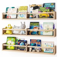 Fixwal Nursery Bookshelves 32In Floating Bookshelves For Wall Set Of 3 Wood Wall Mounted Book Shelves For Baby Nursery Decor