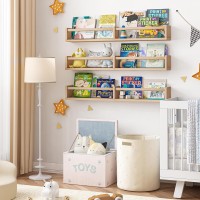 Fixwal Nursery Bookshelves 32In Floating Bookshelves For Wall Set Of 3 Wood Wall Mounted Book Shelves For Baby Nursery Decor