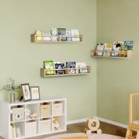 Fixwal Nursery Bookshelves 32In Floating Bookshelves For Wall Set Of 3 Wood Wall Mounted Book Shelves For Baby Nursery Decor