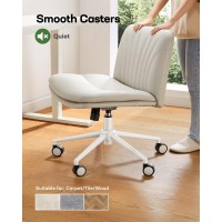 Marsail Armlessoffice Desk Chair With Wheels Pu Leather Cross Legged Wide Chair Comfortable Adjustable Swivel Computer Task Ch