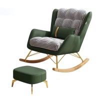 Wigselbl Nursery Rocking Armchair Glider Rocker Chair With Lumbar Pillow And Ottoman,Indoor Baby Nursing Glider Rocker Chair Comfy Nursing Armchair Mid-Century Accent Chair (Color : Green)