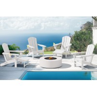 Kingyes Folding Adjustable Adirondack Chair With Retractable Ottoman Set Of 4 Hdpe All Weather Chair With Cup Holder Woodlike