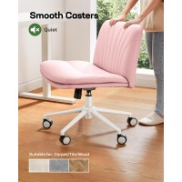 Marsail Armlessoffice Desk Chair With Wheels Pu Leather Cross Legged Wide Chair Comfortable Adjustable Swivel Computer Task Ch