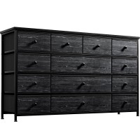 Enhomee Black Dresser Dresser For Bedroom Dresser With 13 Storage Drawer Dressers Chests Of Drawers For 55 Tv Black Dres