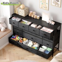 Enhomee Black Dresser Dresser For Bedroom Dresser With 13 Storage Drawer Dressers Chests Of Drawers For 55 Tv Black Dres