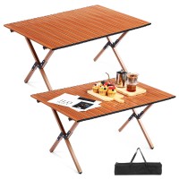 Suzile 2 Pack Folding Camping Table, Portable Picnic Table With Carry Bag, Ultralight Roll Up Table Light Outdoor Camp Table Top Collapsible Table For Travel Hiking Backyards Bbq Party