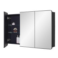 Idyllor Black Bathroom Medicine Cabinet With Round Corner Framed Door 40 X 255 Inch Recessed Or Surface Mount With Adjustabl