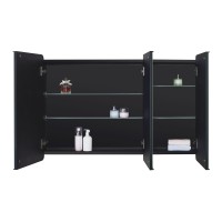 Idyllor Black Bathroom Medicine Cabinet With Round Corner Framed Door 40 X 255 Inch Recessed Or Surface Mount With Adjustabl