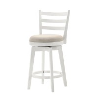 Joplin White Ladder Back Counter Height Chair with Upholstered Seat