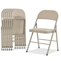 Karl Home 6 Pack Brown Folding Chairs With Padded Seats For Outdoor Indoor Portable Stackable Commercial Seat With Steel Fram