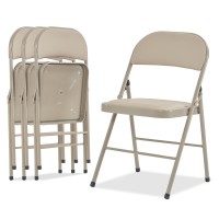 Karl Home 4 Pack Brown Folding Chairs With Padded Seats For Outdoor Indoor Portable Stackable Commercial Seat With Steel Fram