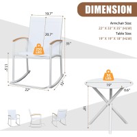 Shintenchi 3 Piece Outdoor Rocking Bistro Set Textilene Fabric Small Outdoor Furniture Front Porch Rocker Chairs Conversation