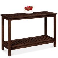 Best Choice Products 48In 2Shelf Eucalyptus Wooden Console Table Indoor Outdoor Multifunctional Buffet Bar Storage Organizer W