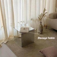 Acrylic Coffee Table, Square Versatile Mirror End Table Contemporary Square Nightstand Or Stool For Home Living Room Office Reception, Photography Props (Color : A)