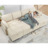 Vanacc Sleeper Sofa 110 Inch Oversize 2 In 1 Pull Out Bed Sectional Sleeper Sofa With Double Storage Chaise For Living Room