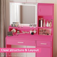 Mirrotowel Vanity Desk With Mirror And Led Light Strip Dressing Table With Large Drawer 3 Level Storage Dresser 3 Lighting Mo