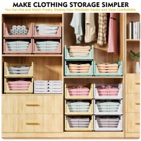 Snslxh 5 Pack Stackable Closet Organizer Box Multifunctional Foldable Closet Storage Basket For Bathroom Kitchen Laundry Room