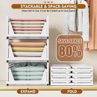 Snslxh 5 Pack Stackable Closet Organizer Box Multifunctional Foldable Closet Storage Basket For Bathroom Kitchen Laundry Room