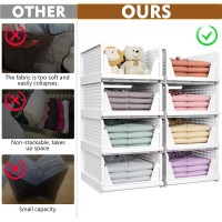 Snslxh 5 Pack Stackable Closet Organizer Box Multifunctional Foldable Closet Storage Basket For Bathroom Kitchen Laundry Room